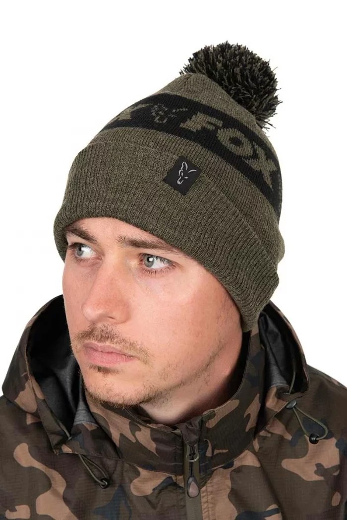 Шапка Fox Collection Bobbles Green Black