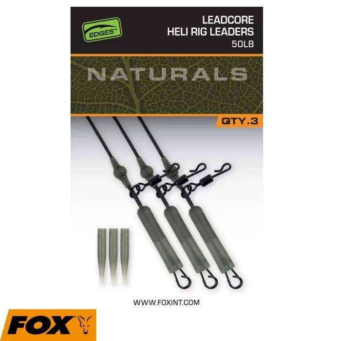 Готове оснащення вертоліт Fox Egdes Naturals Leadcore Heli Rig Leaders 75cm 50lb