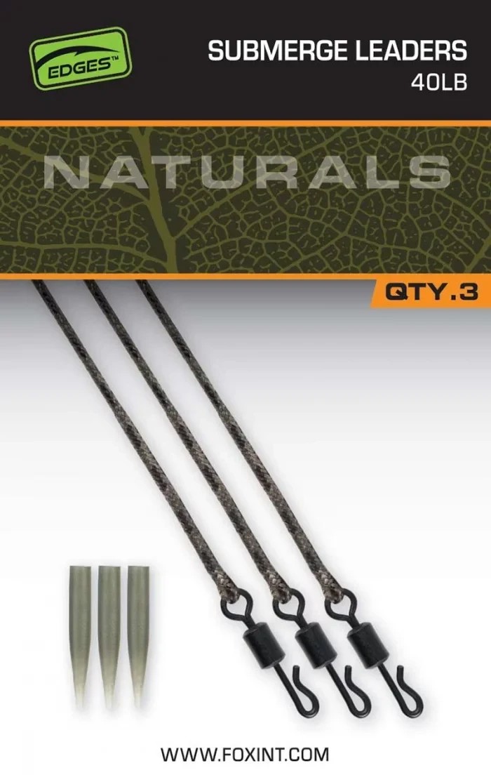 Готовий лідкор з вертлюгом Fox Egdes Naturals Submerged Leaders 3шт 75cm 30lb