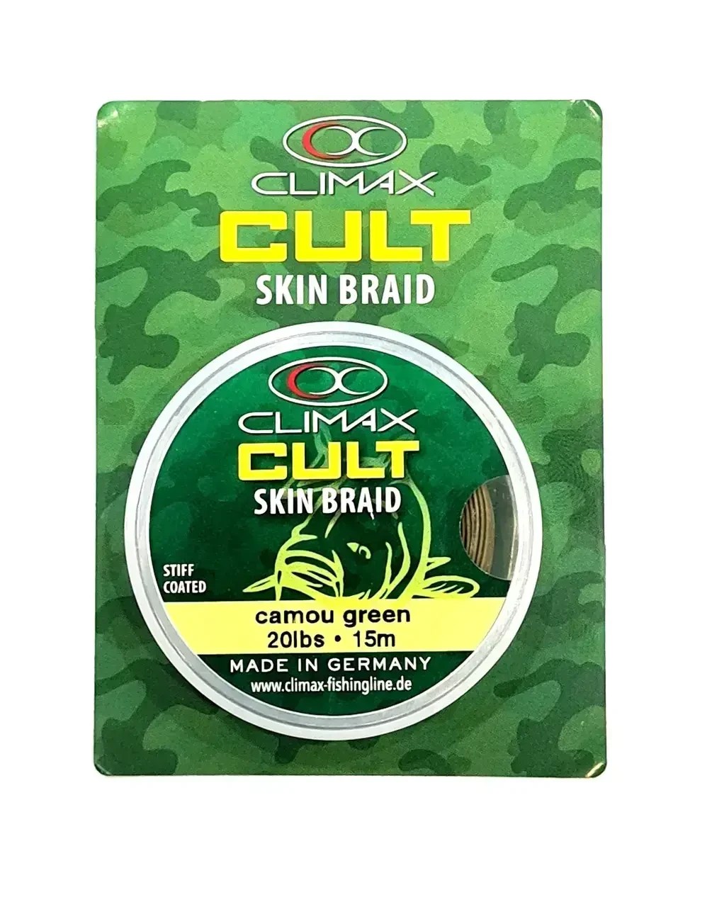 Повідковий матеріал у матовому обплетенні Climax CULT Skin Braid 20lb 15 m camou gree