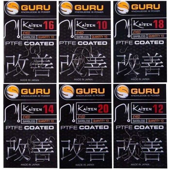 Гачки безбороді GURU Kaizen Eyed hook Barbless №10