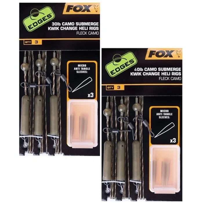 Готовая оснастка Fox Edges Submerge Leader Heli Rigs KwikChange 3 х 75см 30lb