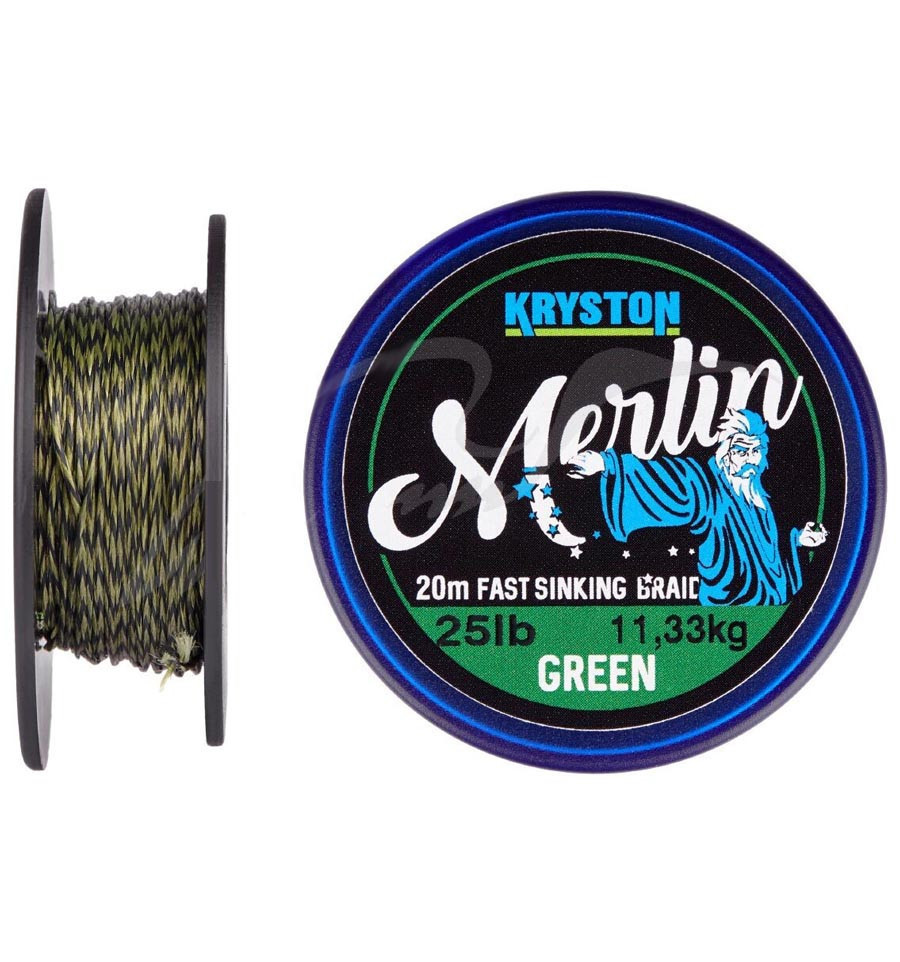 Повідковий матеріал Kryston Merlin Fast Sinking Supple Braid 15Lb Weed