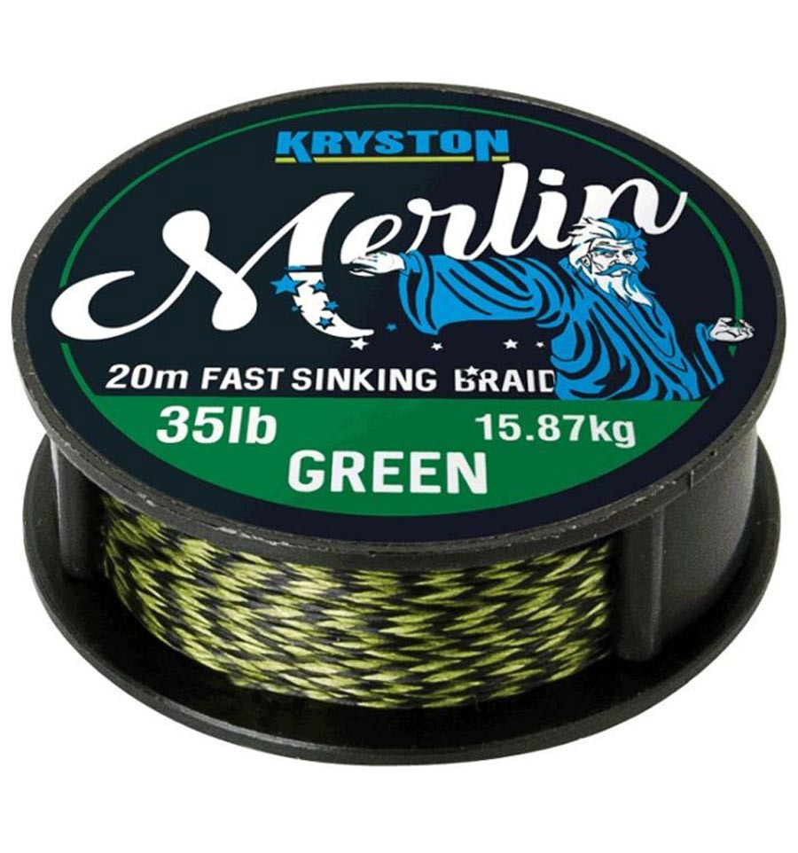 Повідковий матеріал Kryston Merlin Fast Sinking Supple Braid 15Lb Weed