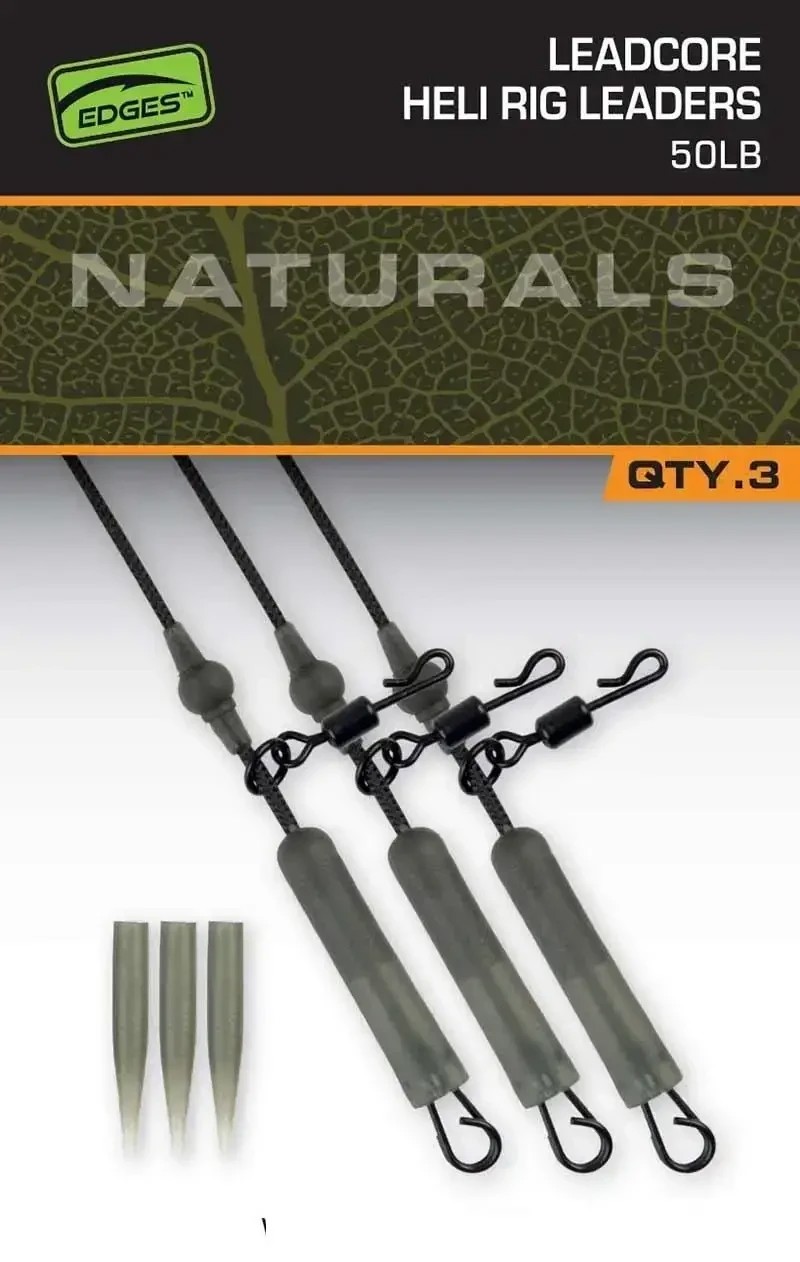 Готове оснащення вертоліт Fox Egdes Naturals Leadcore Heli Rig Leaders 75cm 40lb