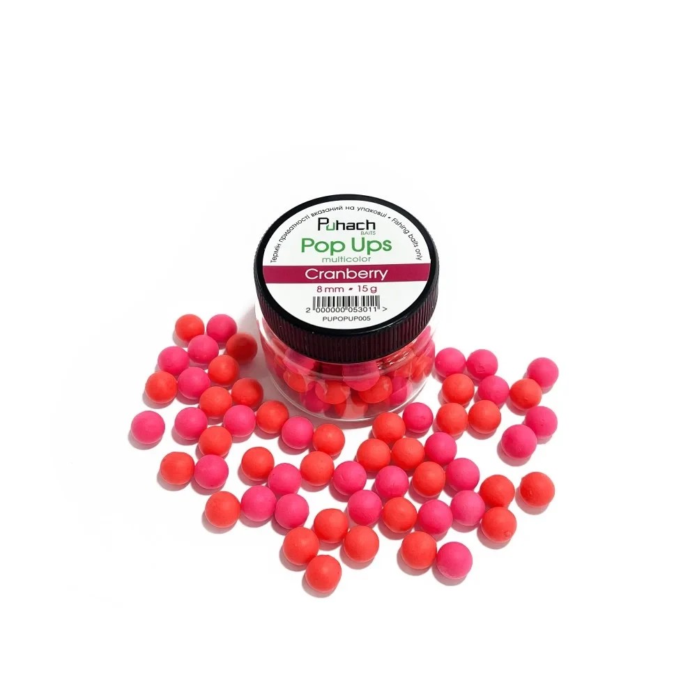 Поп ап Puhach Baits Pop Ups 8 mm Multicolor Cranberry (Журавлина)