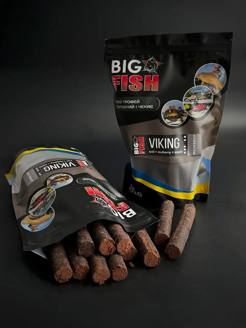 Бойли ковбаски варені Big Fish "Viking" (Krill - Mulberry - Squid) 24 мм