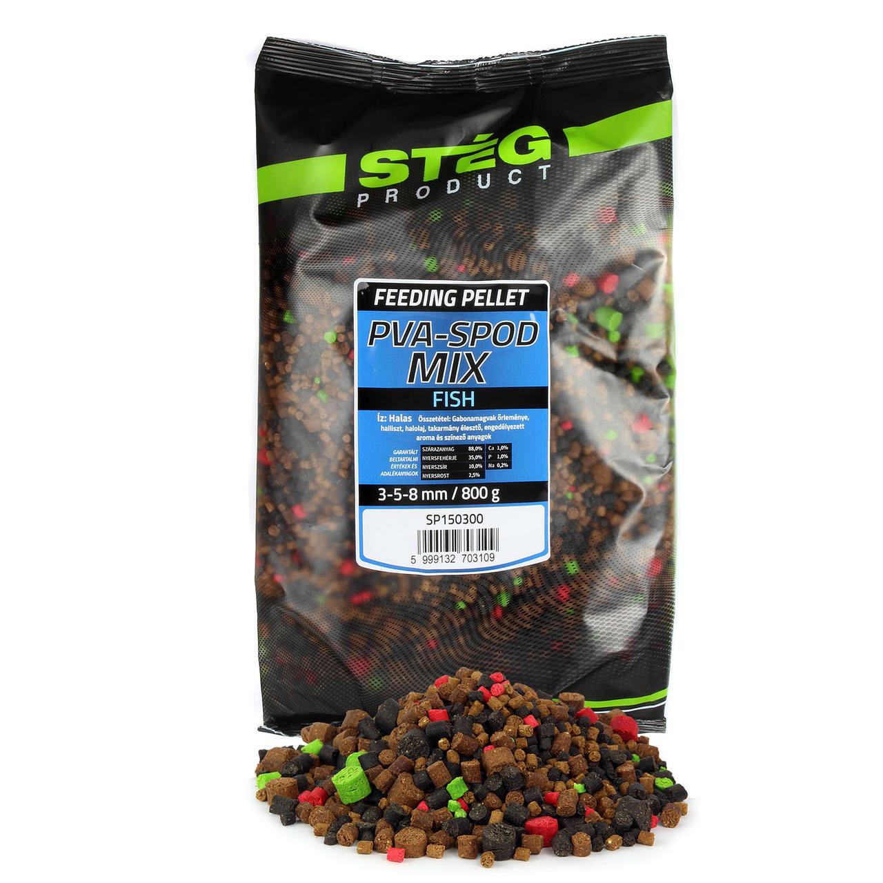 Пелетс Steg Pva-Spod Mix 800g Fish 3-5-8mm