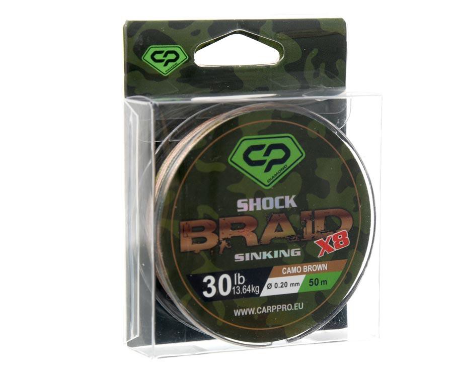 Шок-лідер Carp Pro Diamond Shock Braid PE X8 30lb 50м 0.20мм Camo Brown