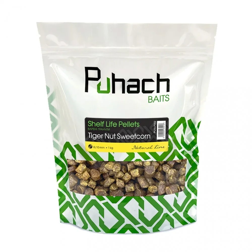 Варені гранули Puhach Baits Natural Line Pellets 12/14 mm 1 kg - Tiger Nut Sweetcorn