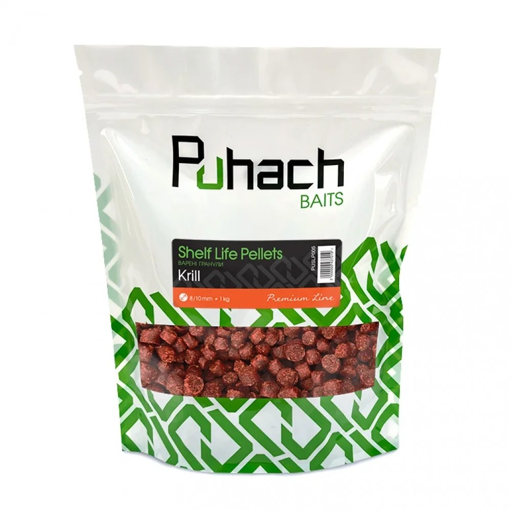 Варені гранули Puhach Baits Premium Line Shelf Life Pellets 12/14 mm 1 kg - Krill