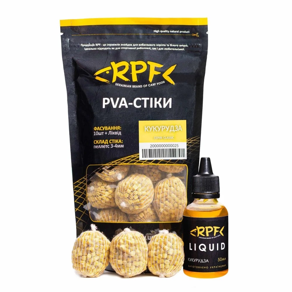 Готові ПВА стіки RPF Кукурудза + 50мл Ліквіду 3-4mm
