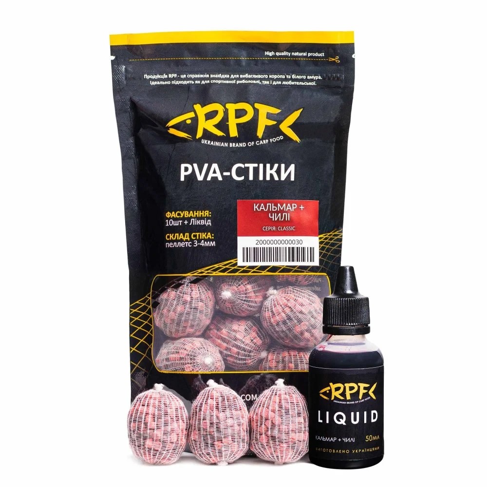 Готові ПВА стіки RPF Кальмар & Чилі + 50мл Ліквіду 3-4mm