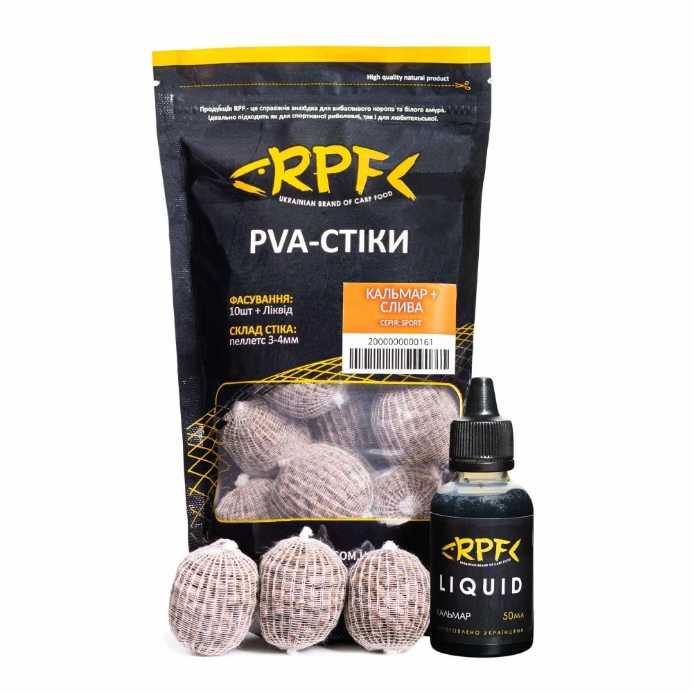 Готові ПВА стіки RPF Кальмар & Слива + 50мл Ліквіду 3-4mm
