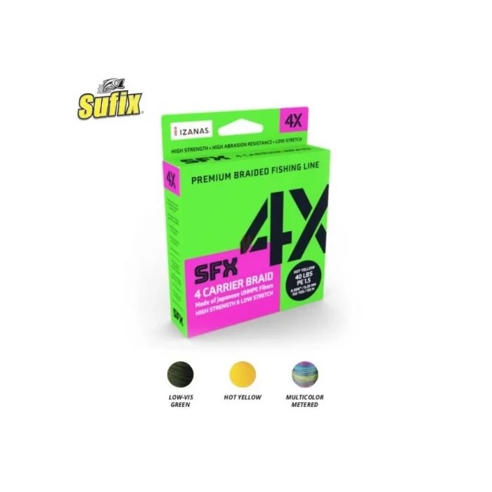 Шок лідер Sufix 4X Lo Vis Green 28,5mm 18kg 40lb 135m