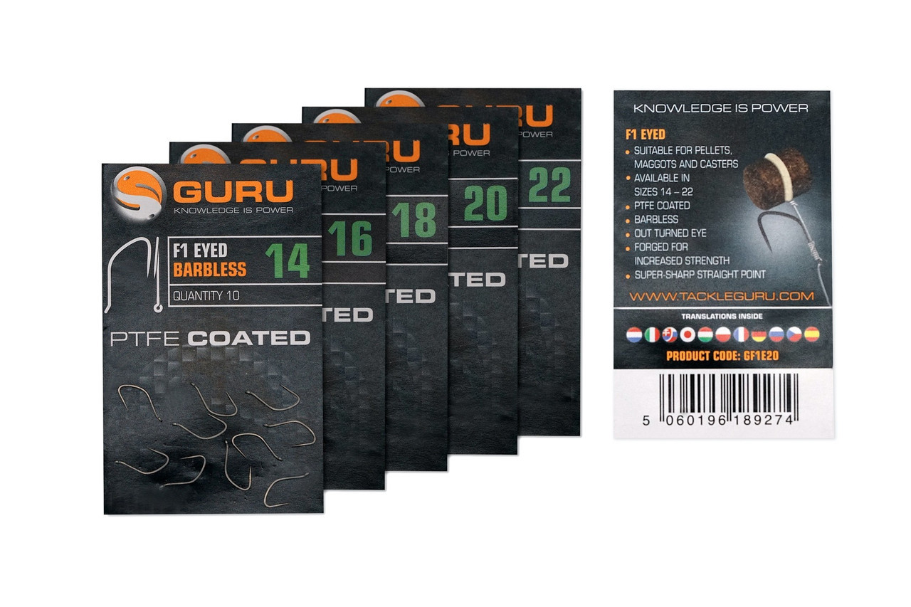 Гачки безборідні Guru F1 Eyed Beardless Hook 16