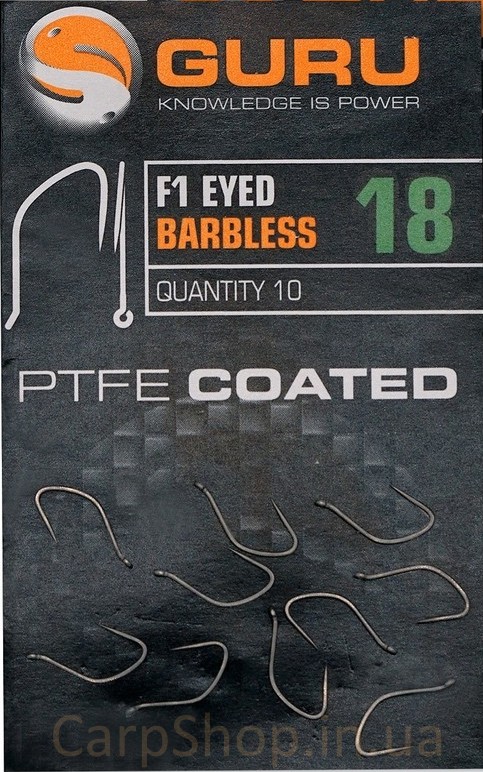 Гачки безборідні Guru F1 Eyed Beardless Hook 18