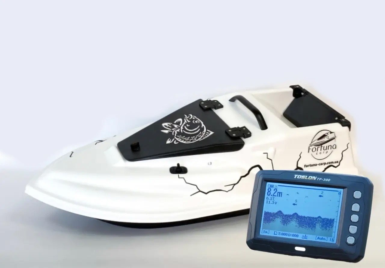 Прикормочний кораблик Фурія Шторм GPS Cortex 6+1 з ехолотом Toslon TF300
