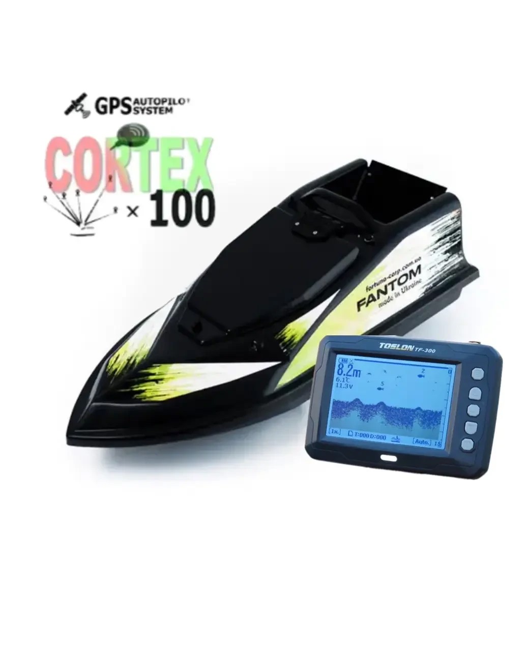 Кораблик для підгодовування Фантом Модерн з ехолотом Toslon300 та GPS автопілотом Cortex_6+1