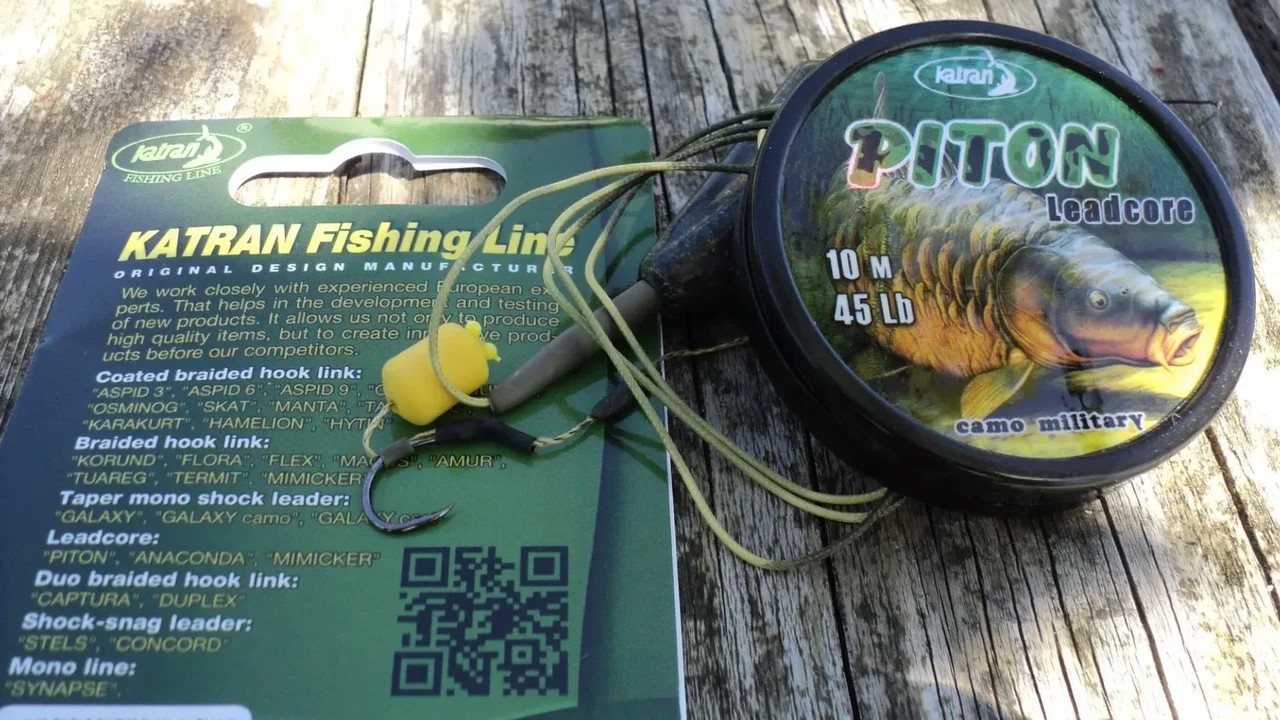 Лідкор Katran Lead core PITON 45lb 10m camo green black