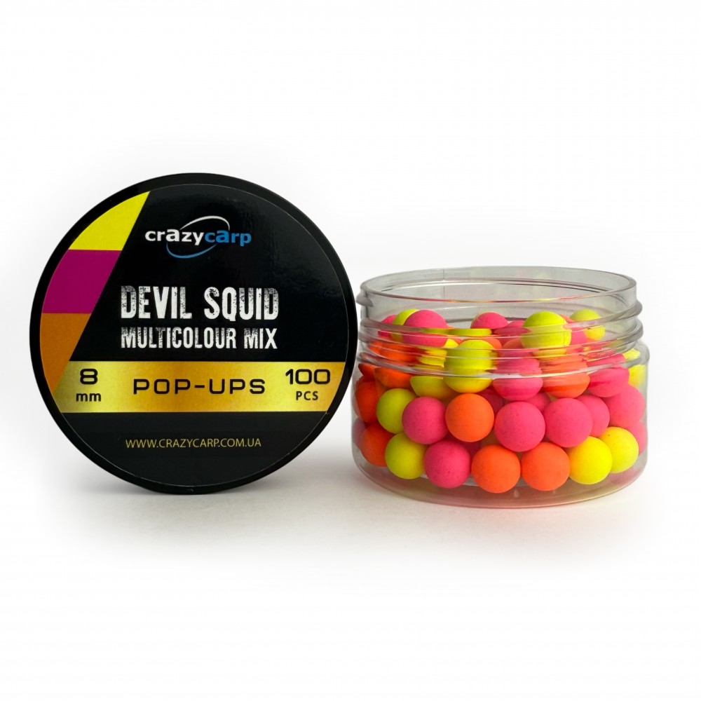 Бойли Pop-ups Crazy Carp Devil Squid Multicolor 8mm