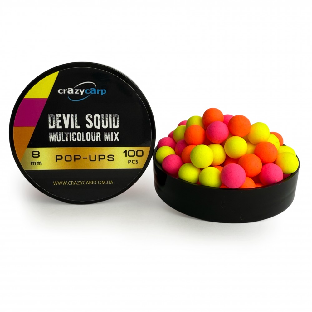 Бойли Pop-ups Crazy Carp Devil Squid Multicolor 8mm