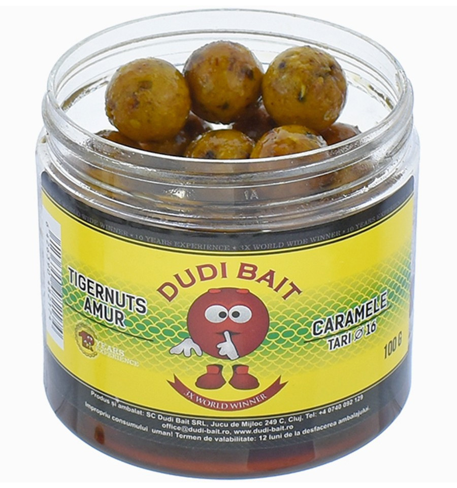 Бойли насадочні Dudi Bait Tigernuts Amur Caramele Tari Glugged 100г 20 mm