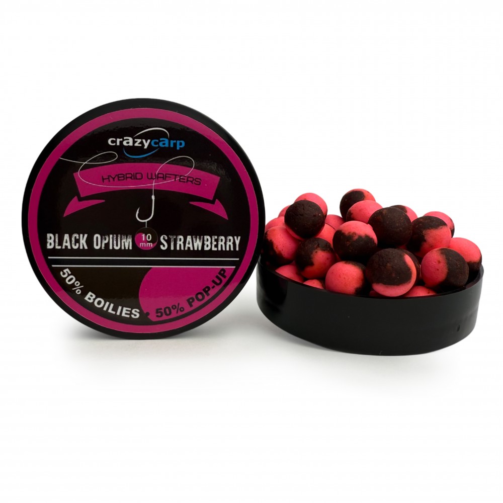 Бойли вафтерс Crazy Carp Black Opium & Strawberry Hybrid Wafters 10 mm