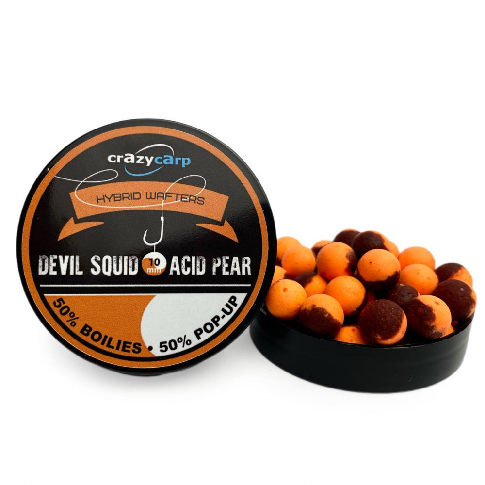 Бойли вафтерс Crazy Carp Devil Squid & Acid Pear Hybrid Wafters 10 mm