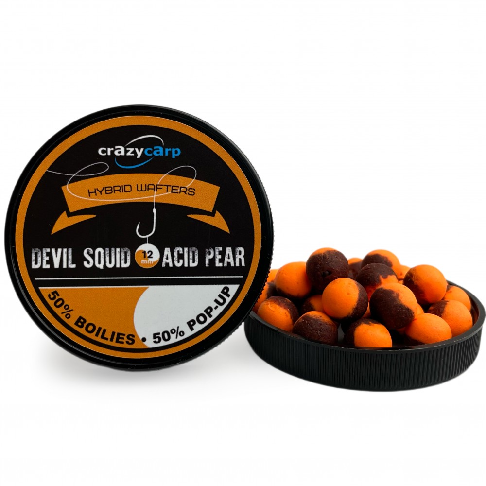 Бойли вафтерс Crazy Carp Devil Squid & Acid Pear Hybrid Wafters 12 mm