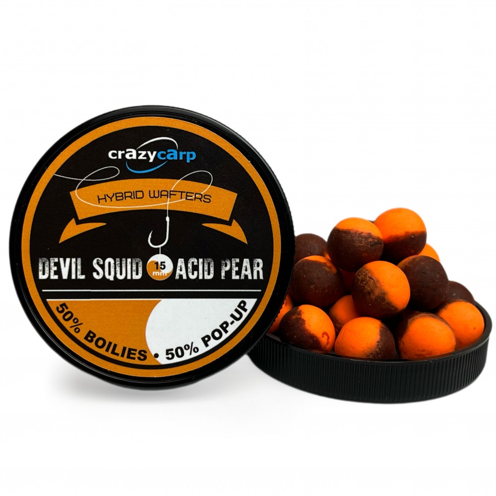 Бойли вафтерс Crazy Carp Devil Squid & Acid Pear Hybrid Wafters 15 mm