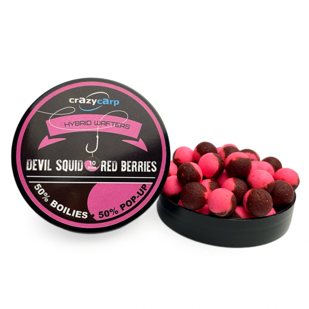 Бойли вафтерс Crazy Carp Devil Squid & Red Berries Hybrid Wafters 10 mm