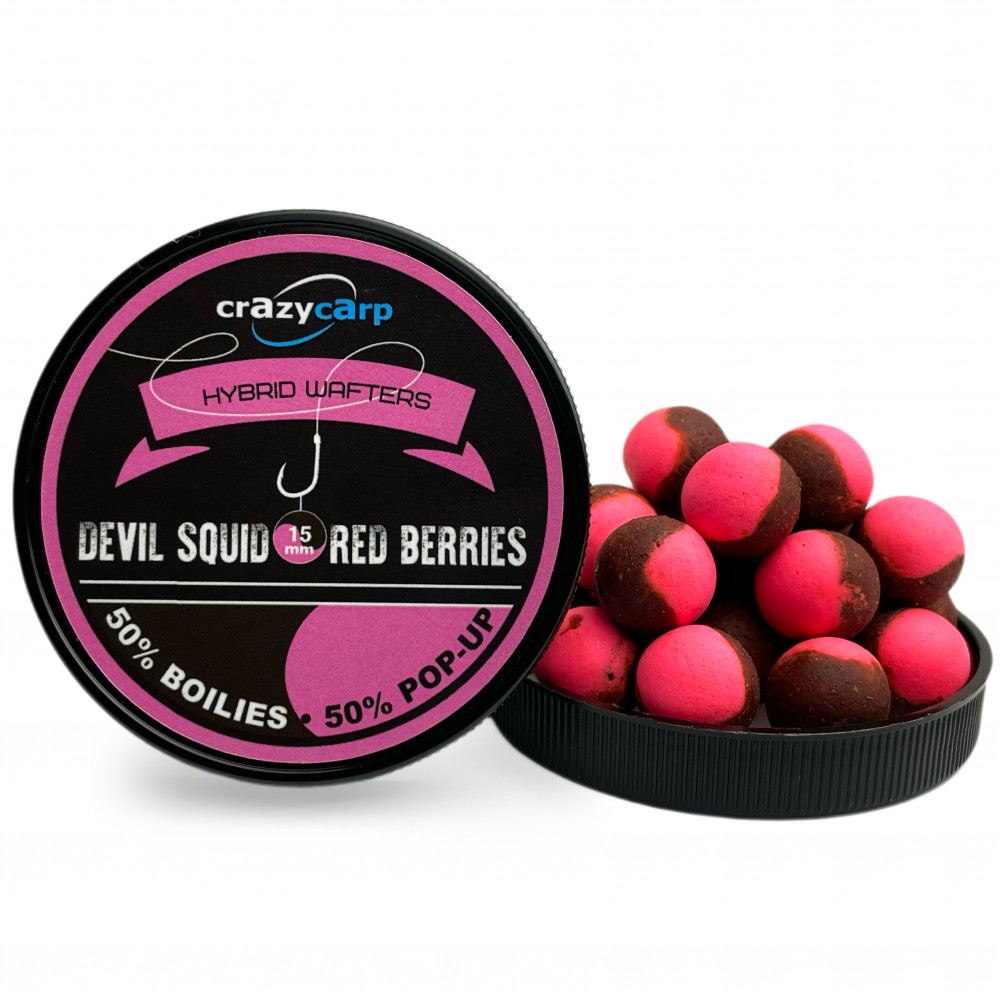 Бойли вафтерс Crazy Carp Devil Squid & Red Berries Hybrid Wafters 15 mm