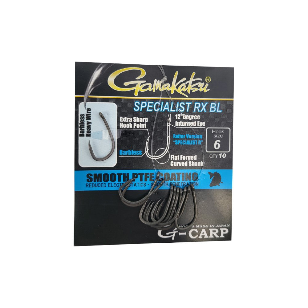 Гачки коропові безбороді Gamakatsu Spesialist RX BL 6