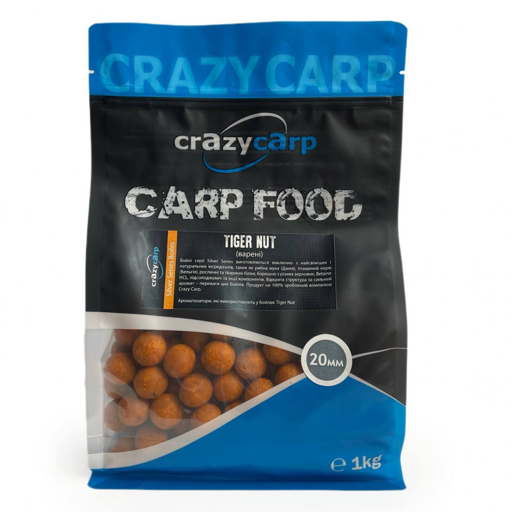 Бойли варені Crazy Carp Tiger Nut Sweetcorn Shelf Life 24 mm 1 кг