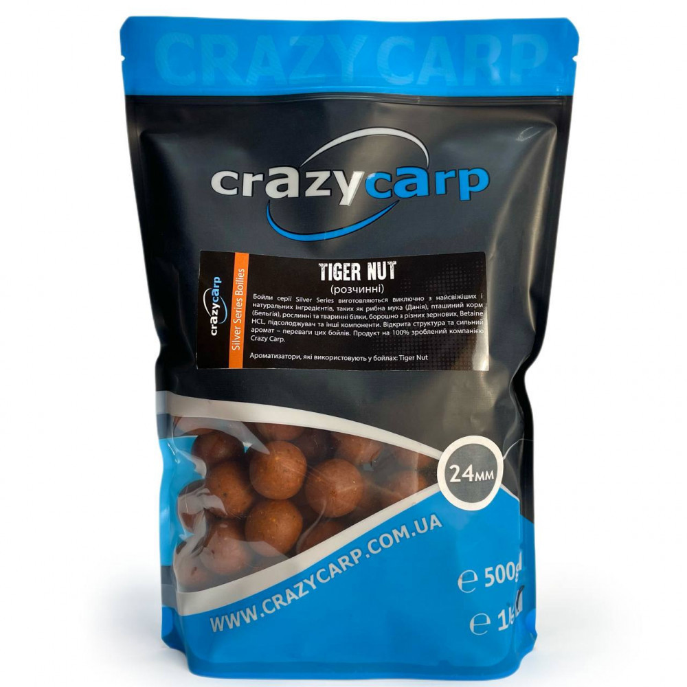 Бойли розчинні Crazy carp Tiger Nut Sweetcorn Soluble 24 mm 1 кг