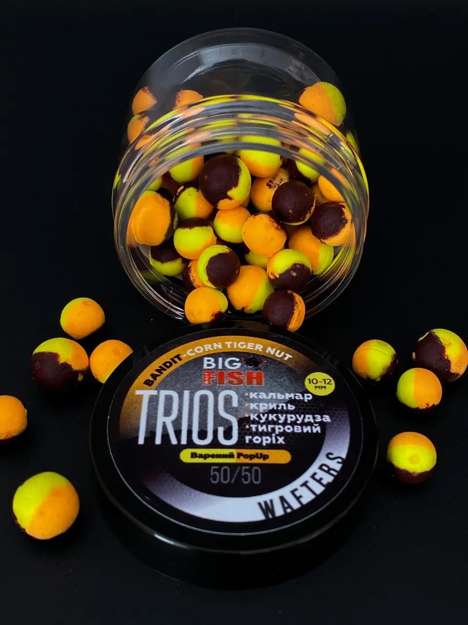 Вафтерс TRIOS Bandit Corn-Tiger Nut кальмар, криль, кукурудза, тигровий горіх 10-12 мм