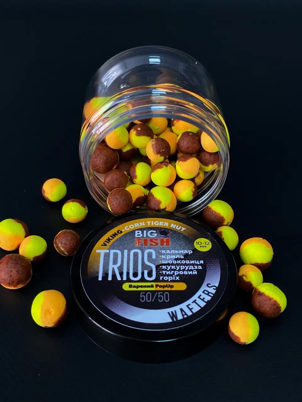 Вафтерс TRIOS Viking Corn-Tiger Nut кальмар, криль, шовковиця, кукурудза, тигровий горіх 10-12 мм