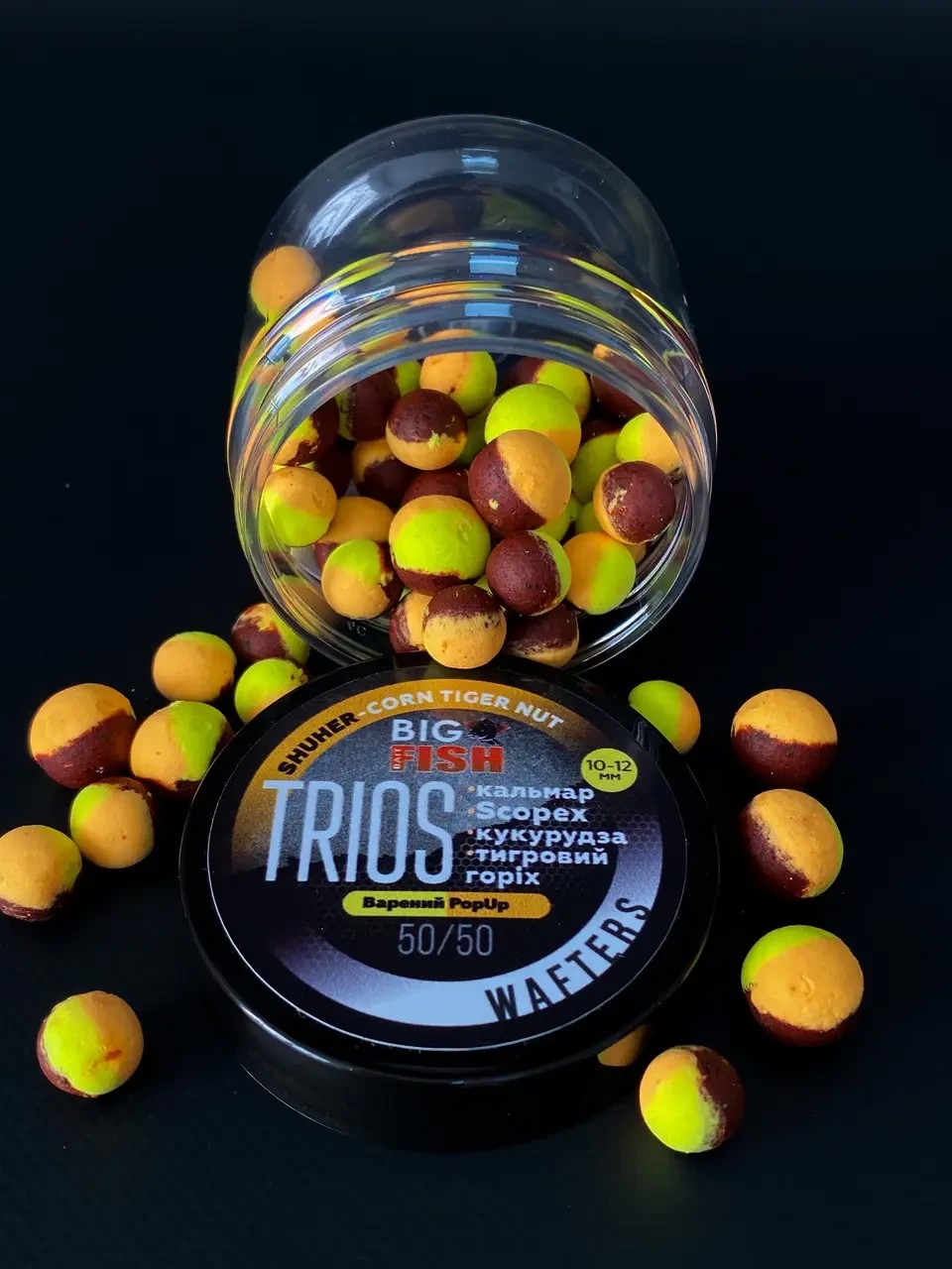 Вафтерс TRIOS SHUHER squid scopex Corn-Tiger Nut кальмар, scopex, кукурудза, тигровий горіх 10-12 мм