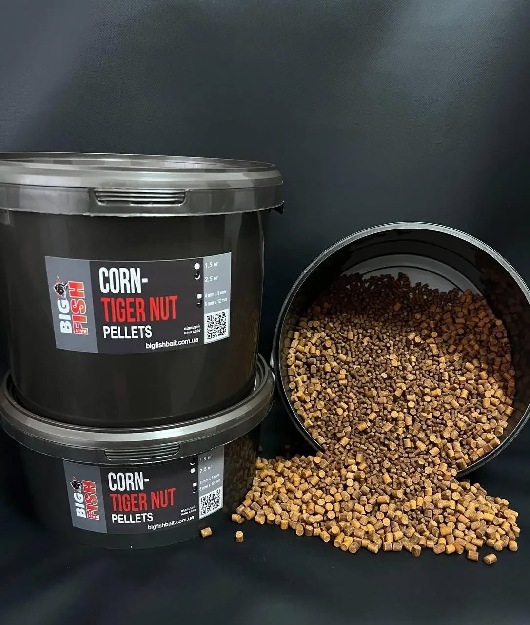 Пелетс Big fish Corn Tiger Nut кукурудза тигровий горіх Premium Pellets 4-6мм відро 2,5 кг