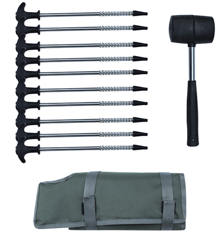 Кілки для намету з Молотком World4Carp Tent Peg Set + Hammer 21.5 см. набір 10 шт.