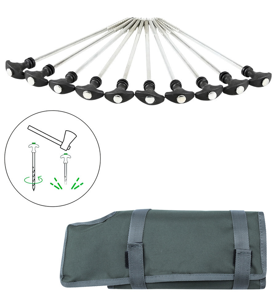 Кілки для намету з Молотком World4Carp Tent Peg Set + Hammer 21.5 см. набір 10 шт.