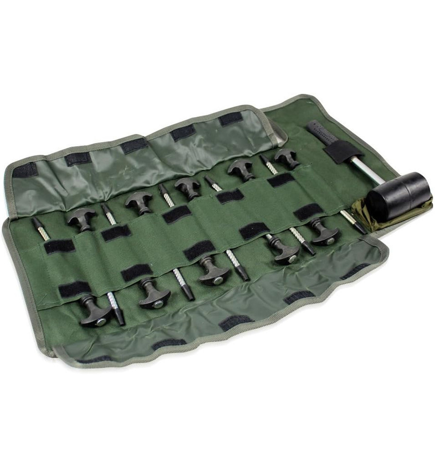Кілки для намету з Молотком World4Carp Tent Peg Set + Hammer 21.5 см. набір 10 шт.