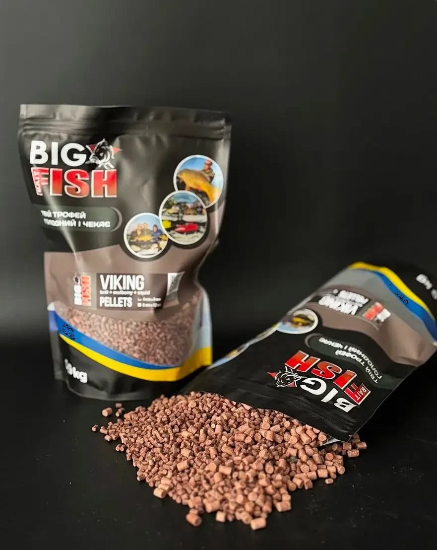 Пелетс Big fish VIKING krill mulberry squid Premium Pellets мікс 4-6мм