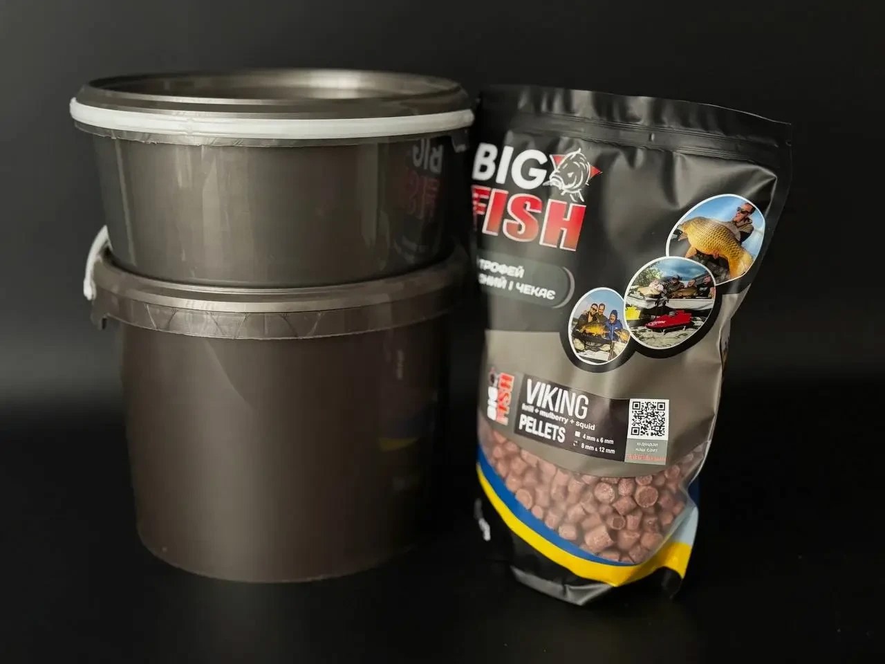 Пелетс Big fish VIKING krill mulberry squid Premium Pellets мікс 8-12мм відро 1,5 кг