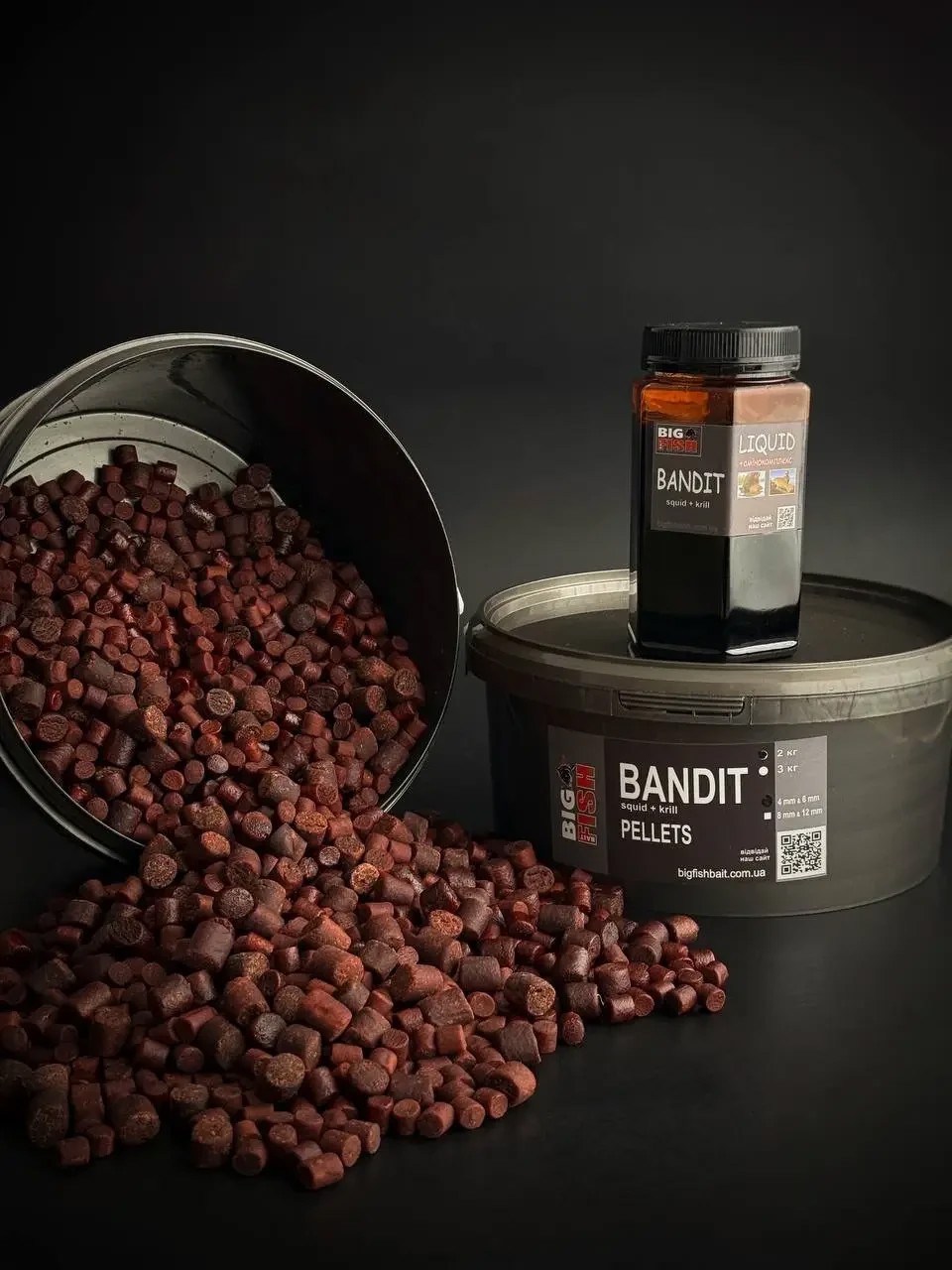 Пелетс Big fish Bandit Squid Krill Premium Pellets мікс 8-12мм відро 1,5 кг