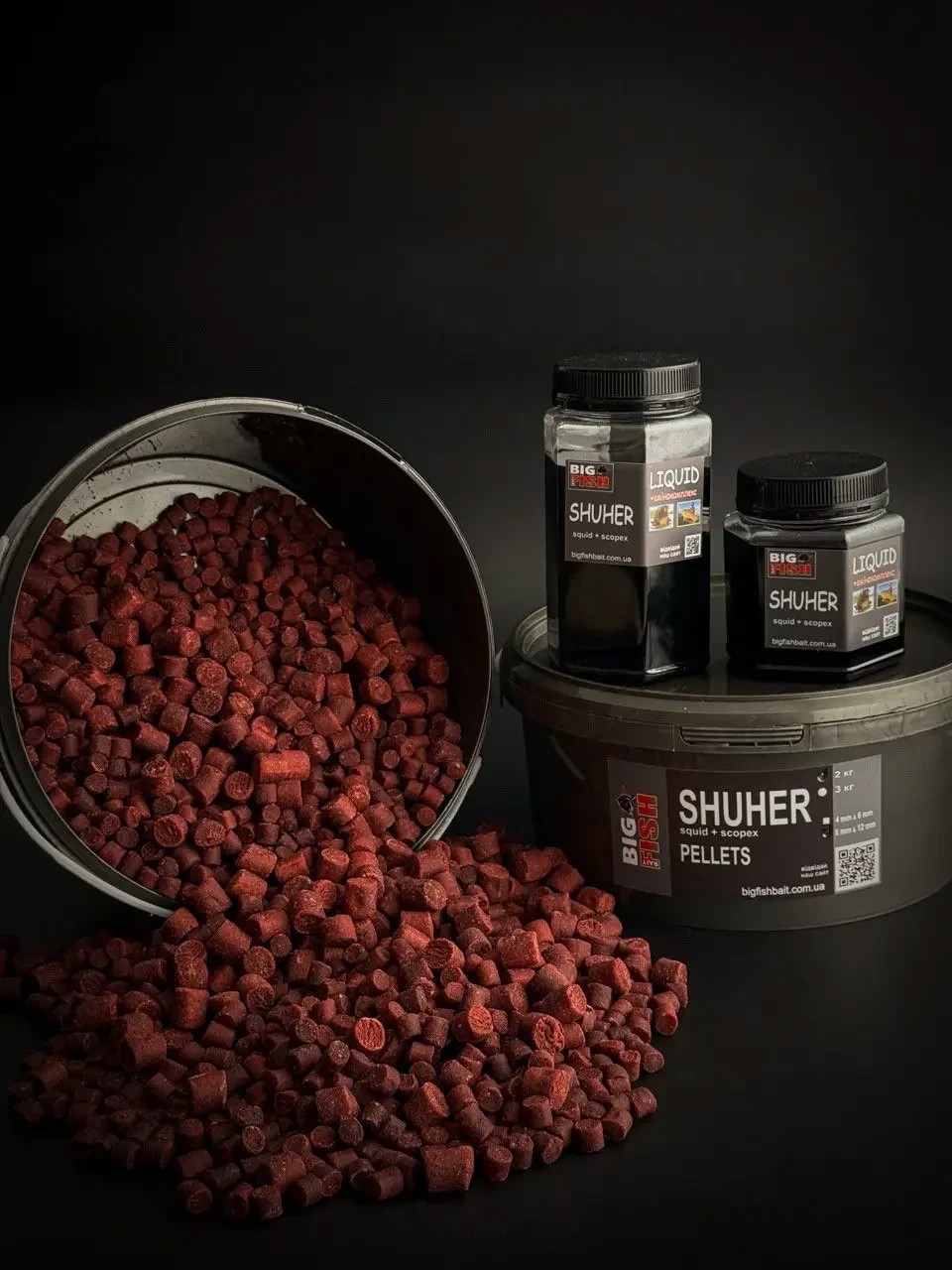 Пелетс Big fish Shuher Squid Scopex Premium Pellets мікс 8-12мм відро 1,5 кг