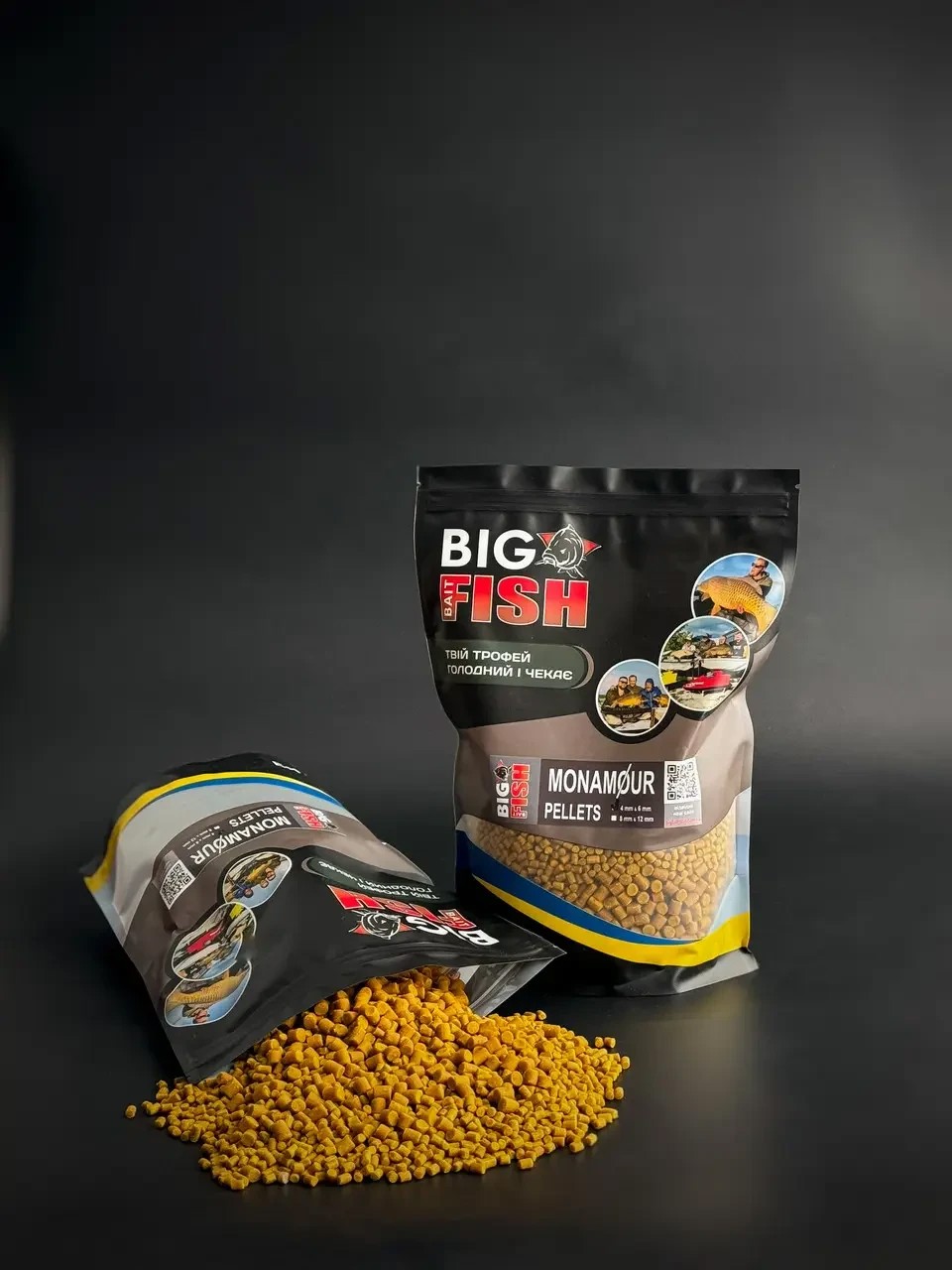 ПелетсBig fish monAmur фірмовий солодкий аромат Premium Pellets мікс 4-6мм