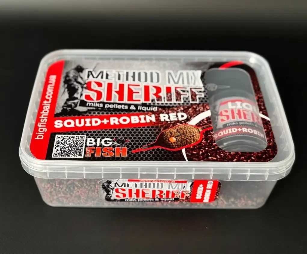 Метод мікс + ліквід Big fish SHERIFF squid Robin Red 400 гр