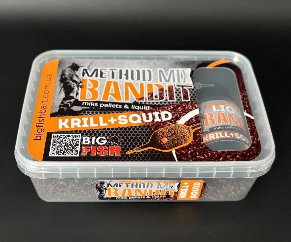 Метод мікс + ліквід Big fish BANDIT krill squid 400 гр